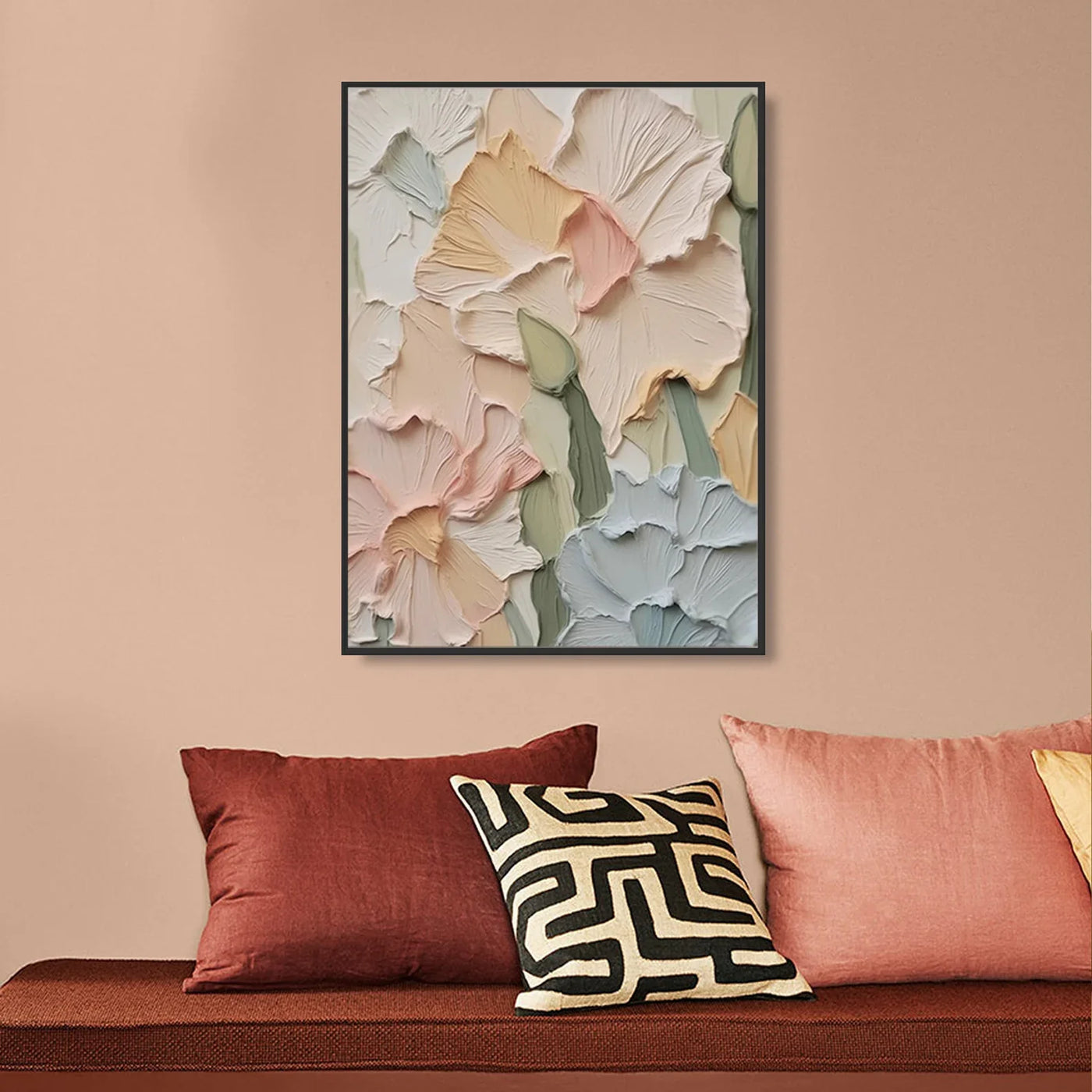 Textured Floral Serenity | Pastel Blossoms