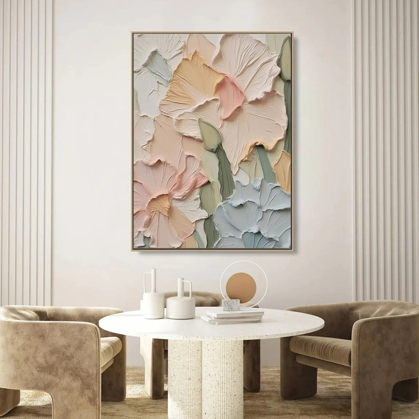 Textured Floral Serenity | Pastel Blossoms
