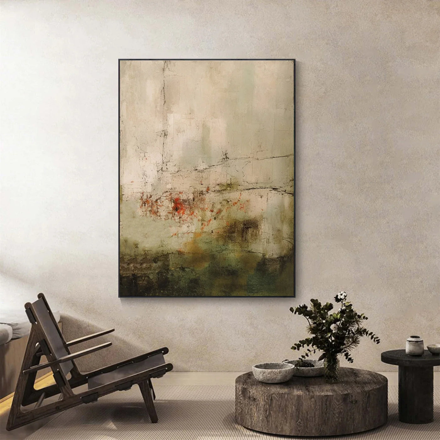 Textured Botanical Nuance | Green Beige