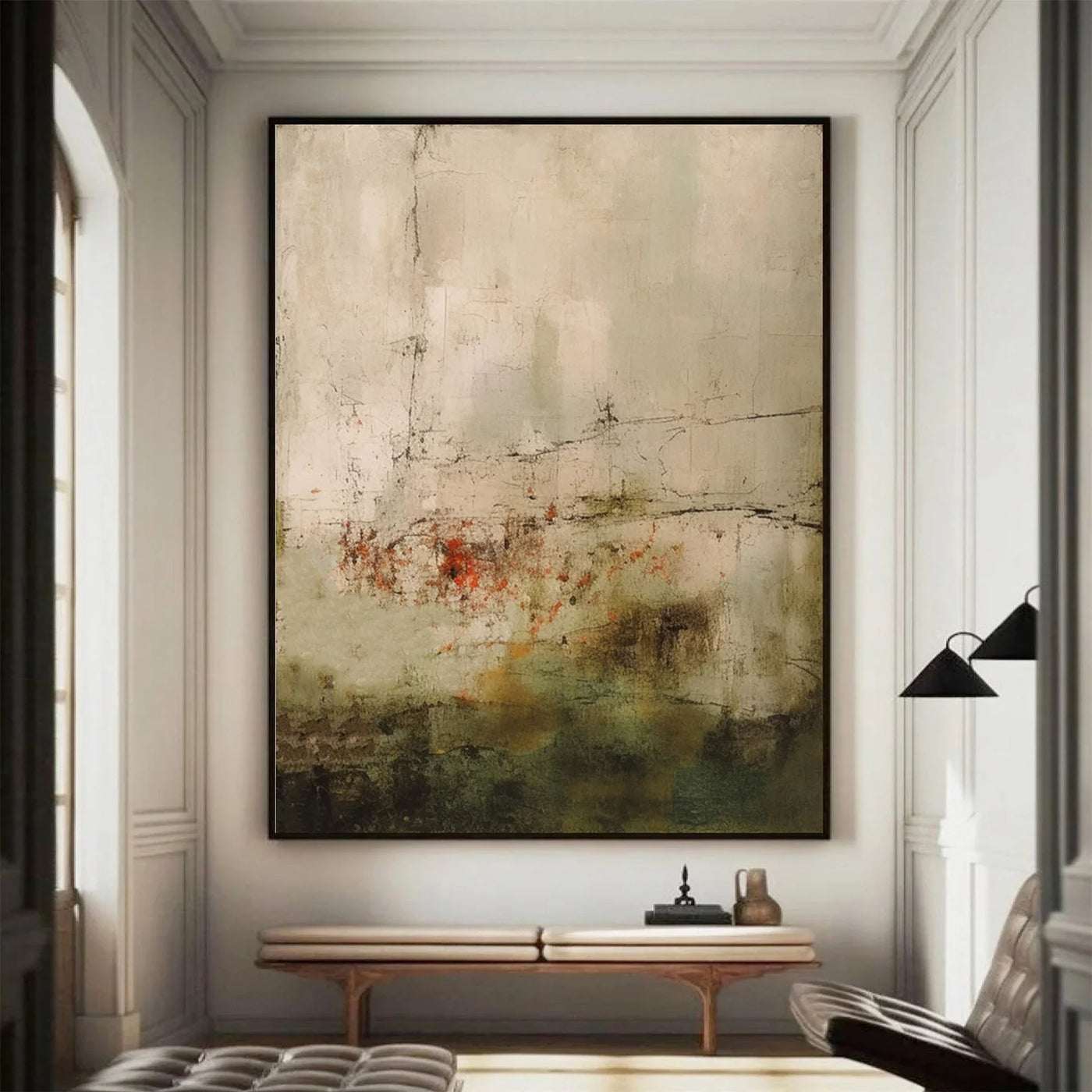 Textured Botanical Nuance | Green Beige