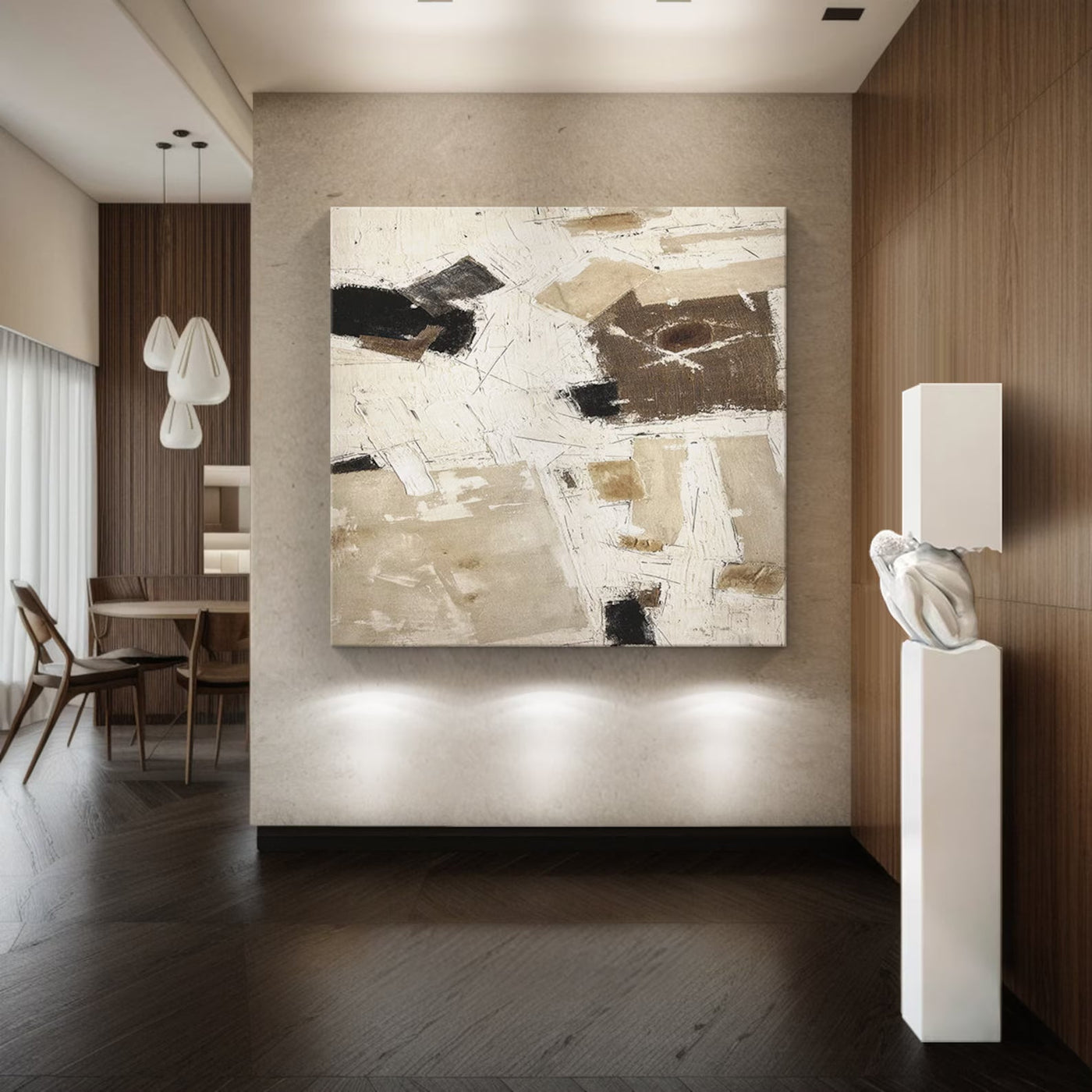 Textured Geometric Neutrals | Beige Black