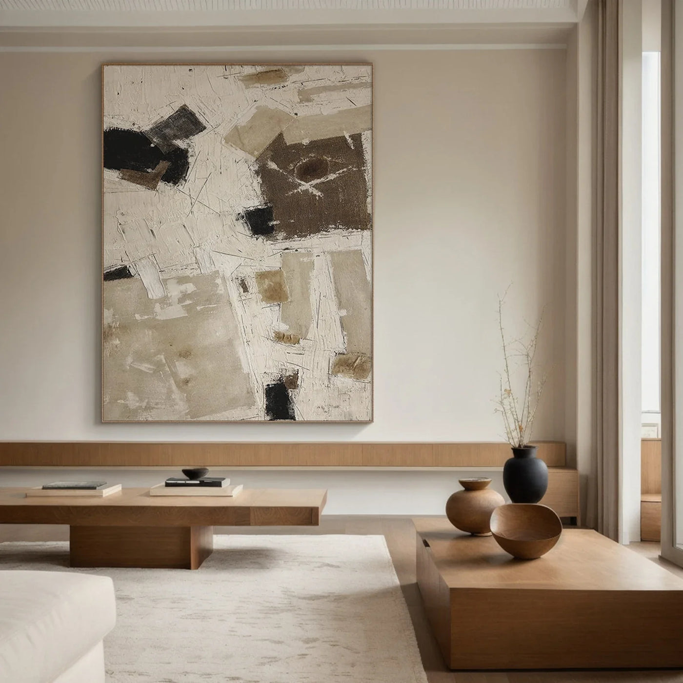 Textured Geometric Neutrals | Beige Black