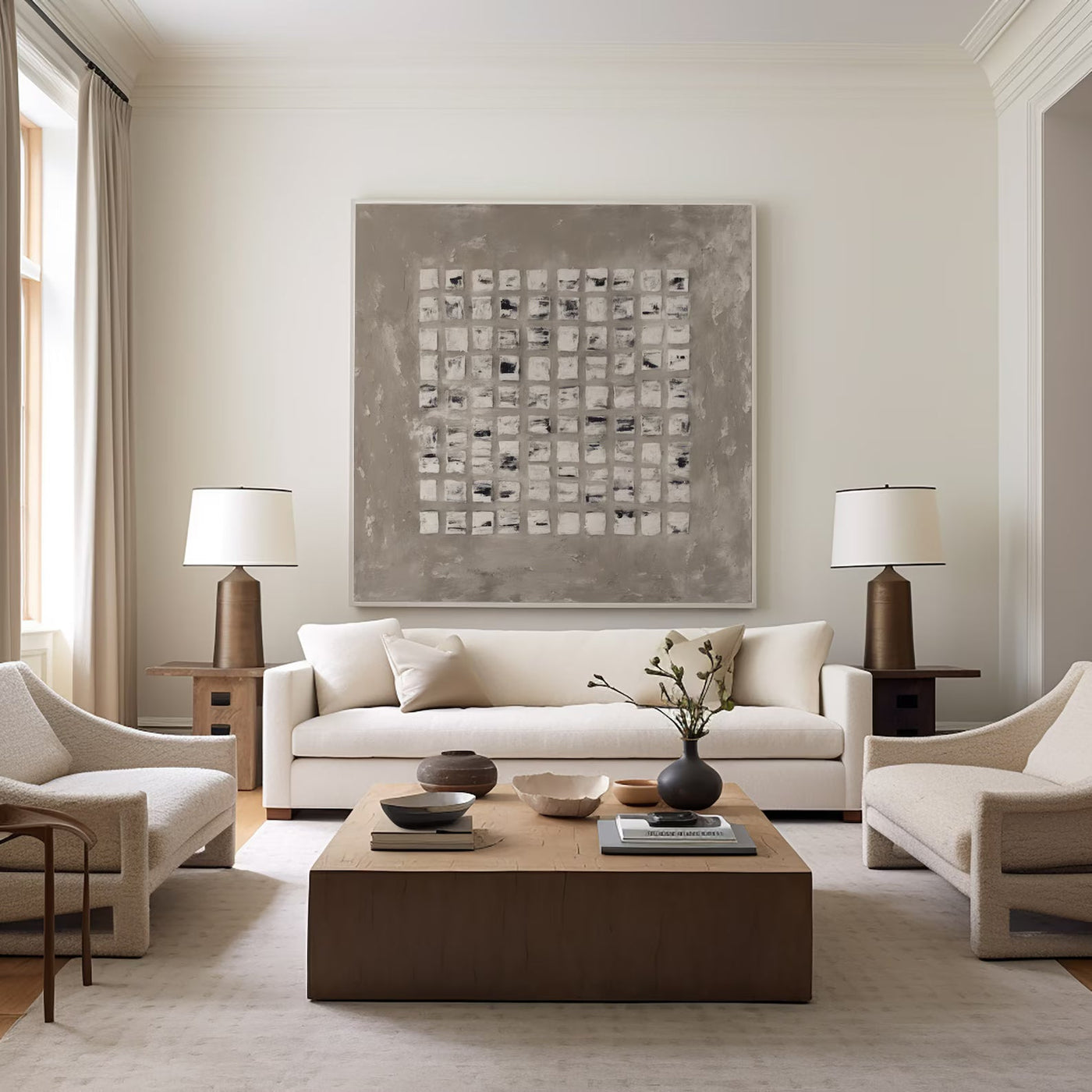 Textured Neutral Grid | Beige Tones