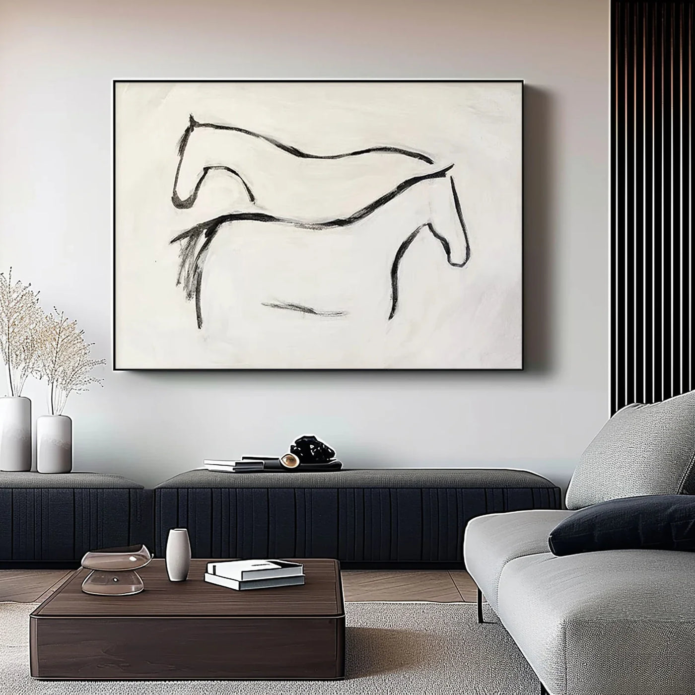 Textured Equine Simplicity | Black White