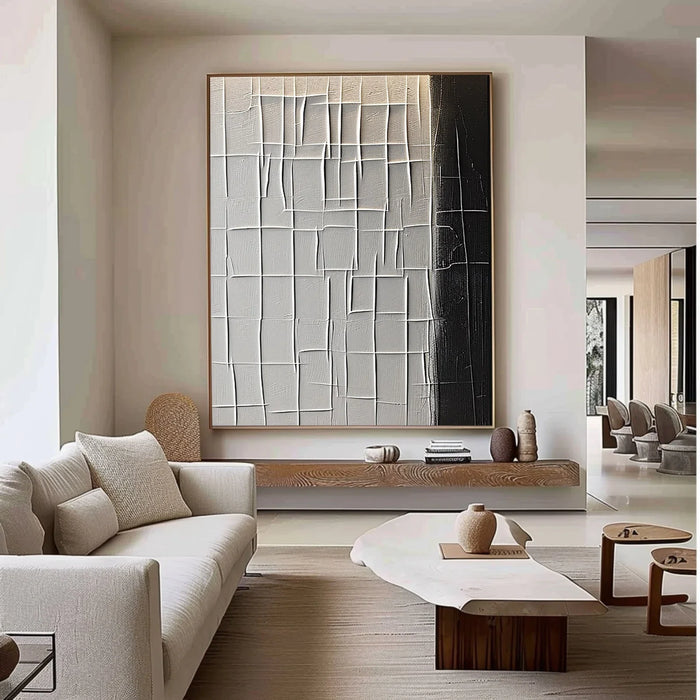 Textured Geometric Contrast | Grey Black