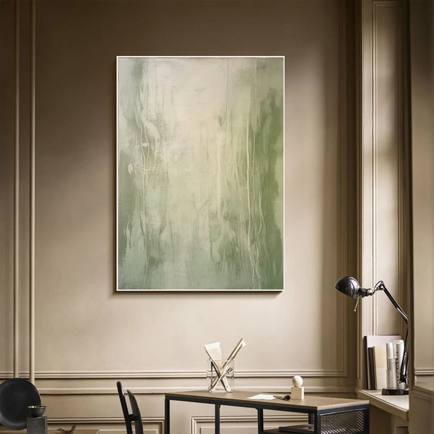 Textured Botanical Calm | Green Beige