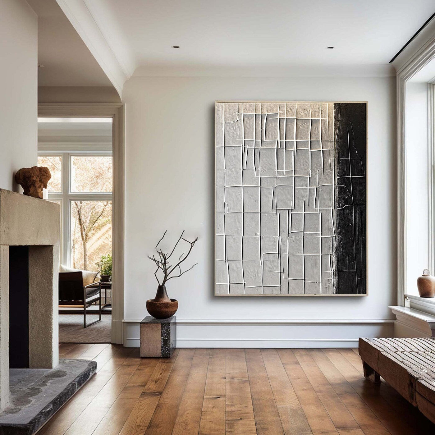 Textured Geometric Contrast | Grey Black