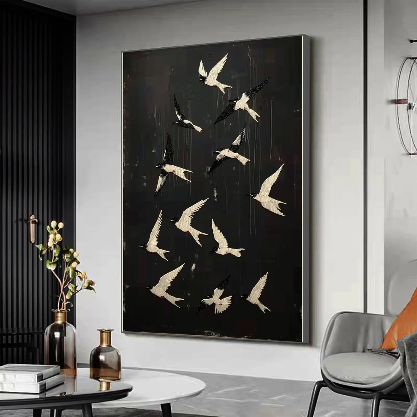 Textured Avian Dynamism | Black White