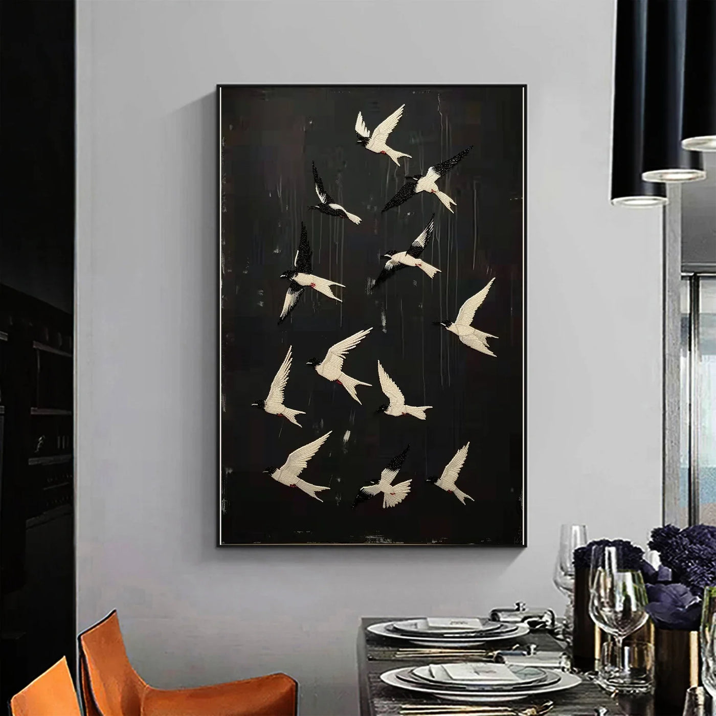 Textured Avian Dynamism | Black White