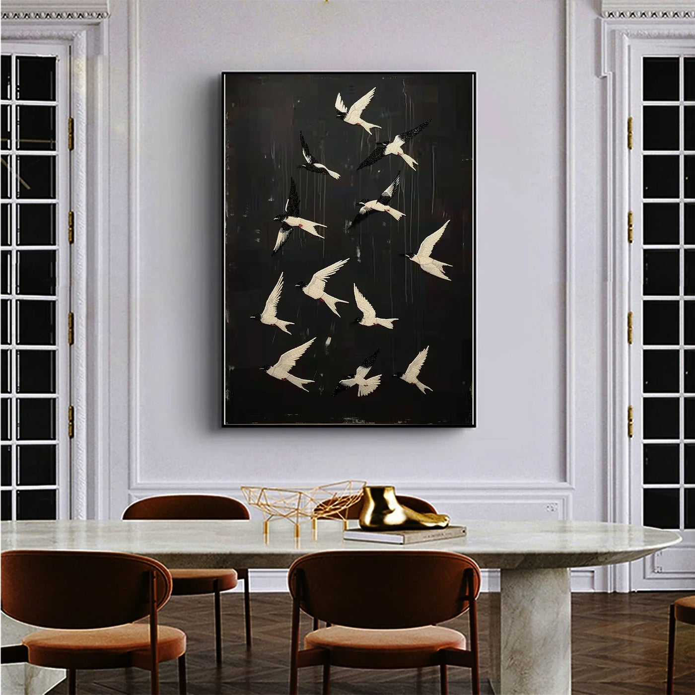 Textured Avian Dynamism | Black White