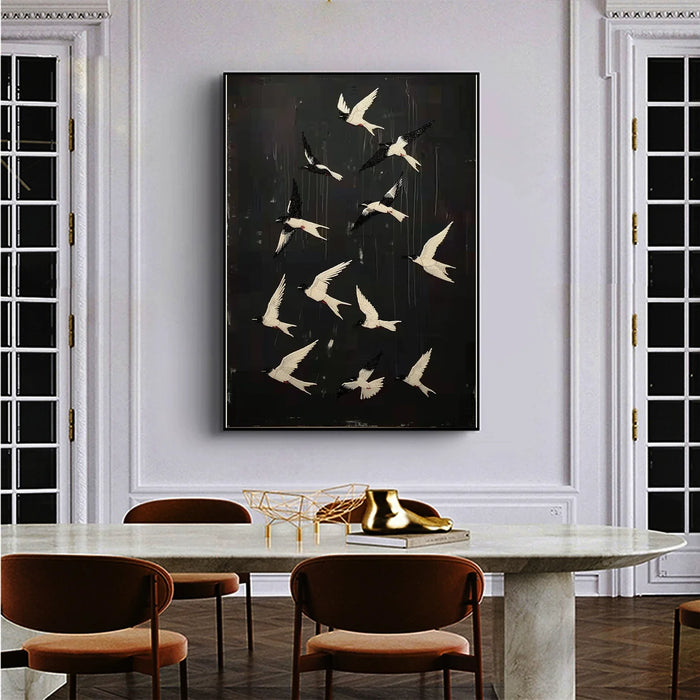 Textured Avian Dynamism | Black White