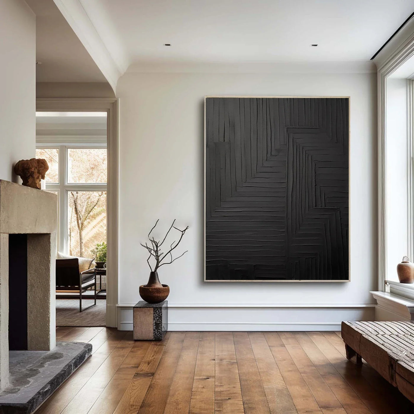 Textured Geometric Opulence | Black Lines