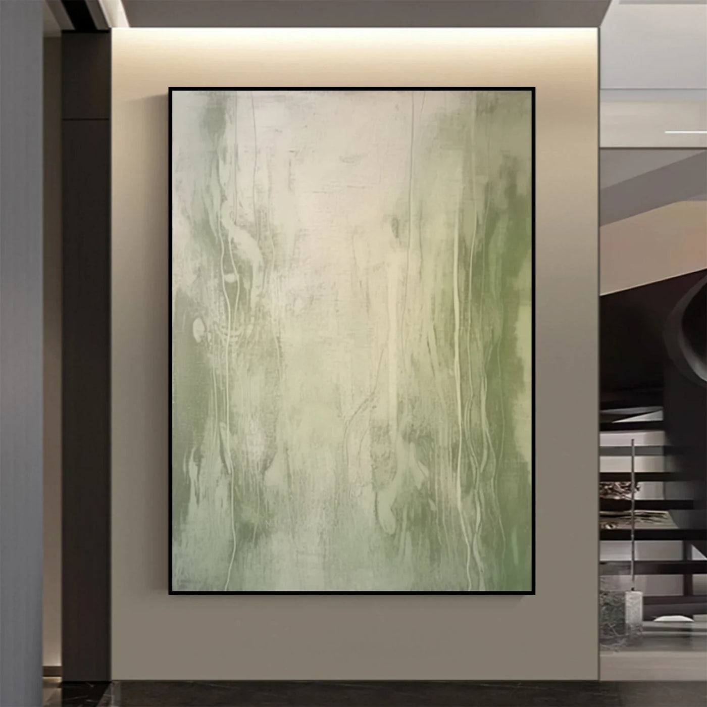 Textured Botanical Calm | Green Beige