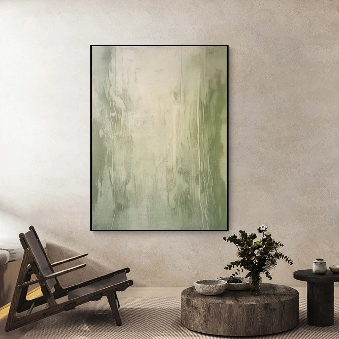 Textured Botanical Calm | Green Beige