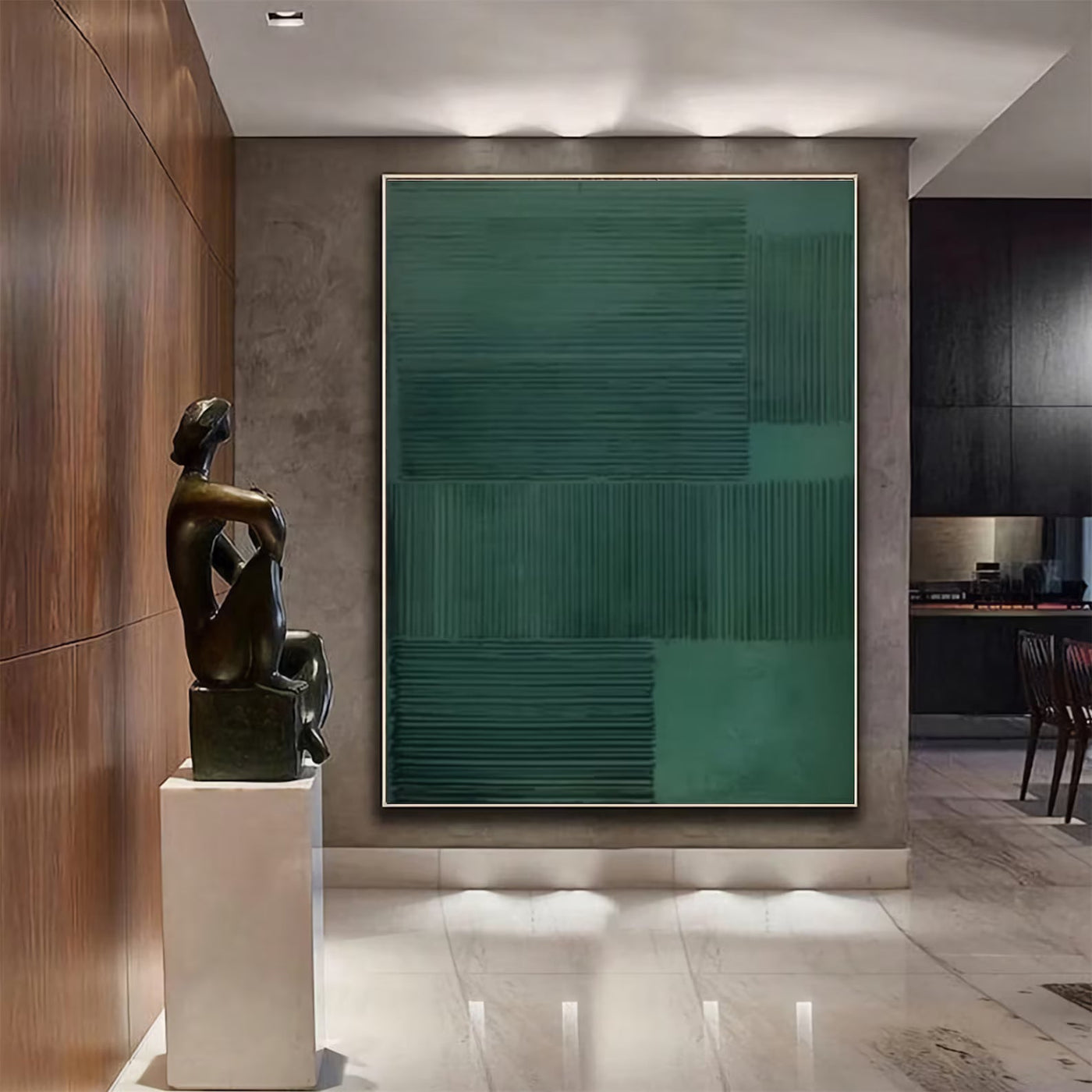 Textured Geometric Opulence | Green Grid