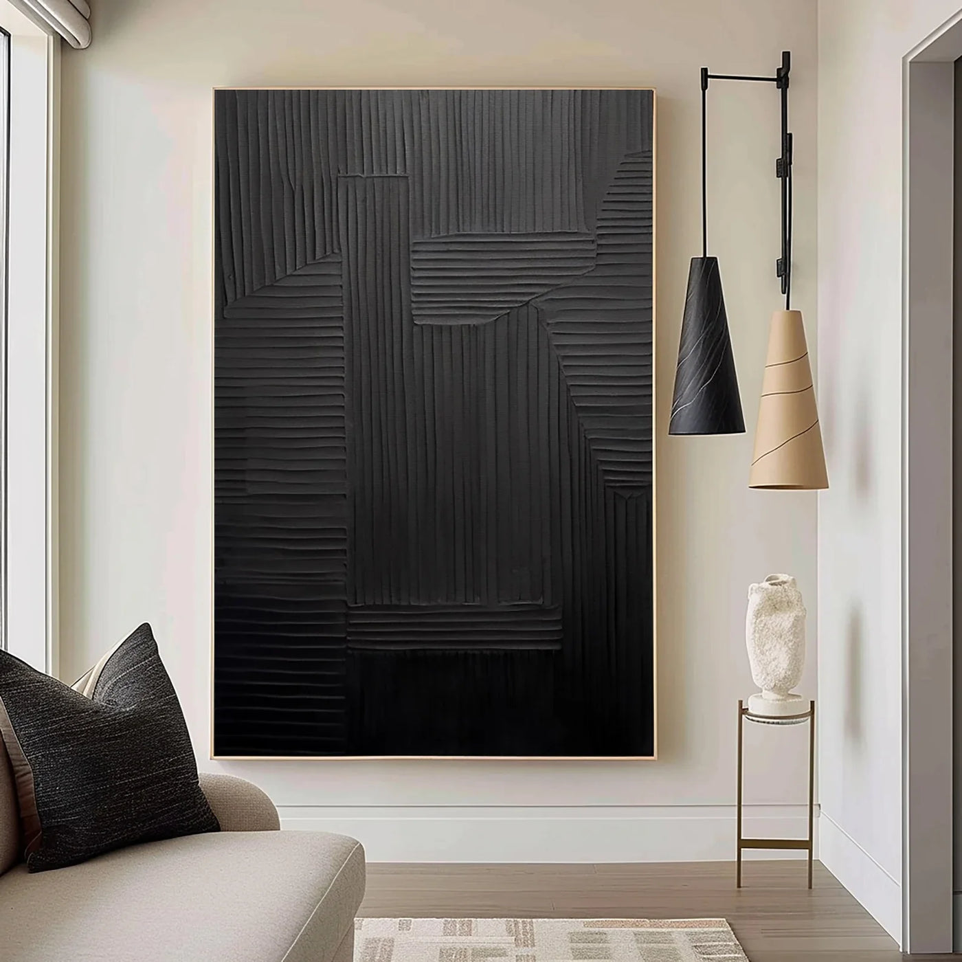 Textured Monochrome Lines | Black Artistry