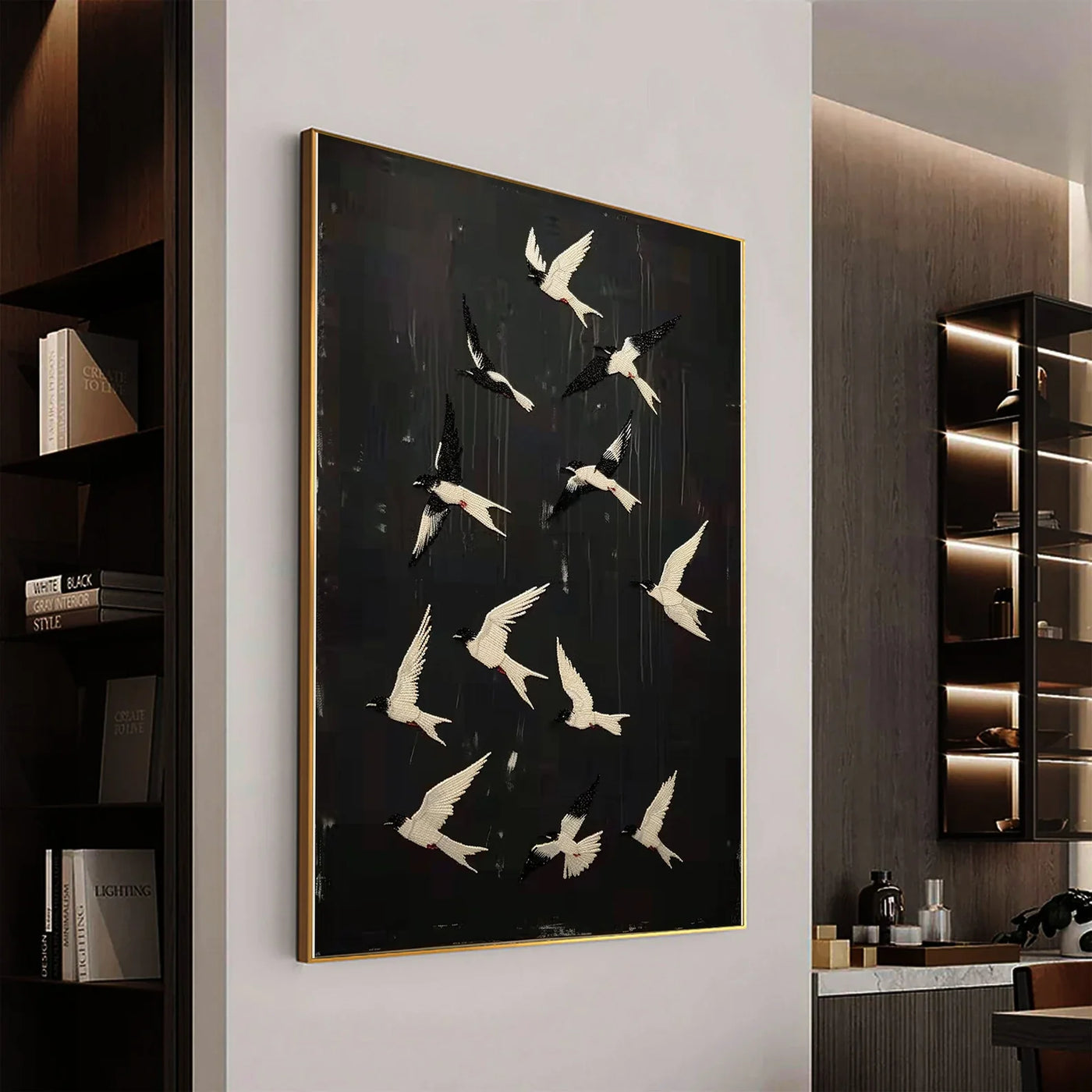 Textured Avian Dynamism | Black White
