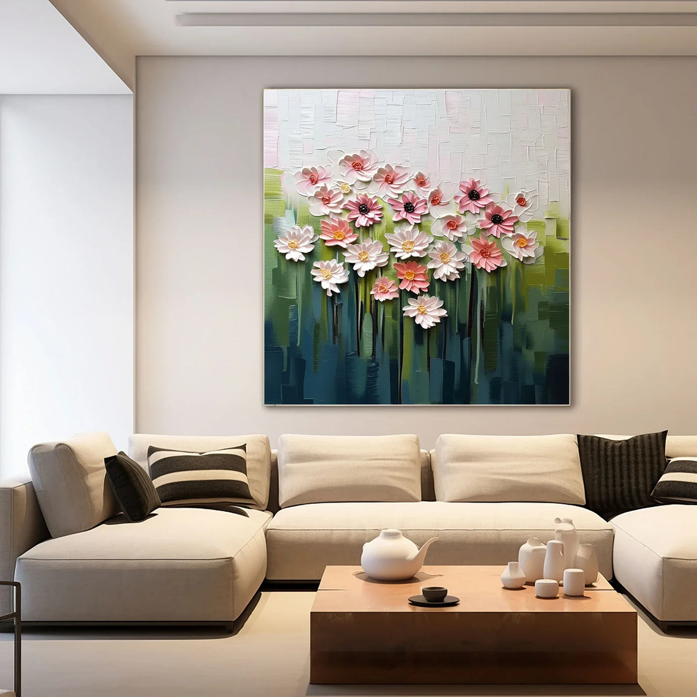 Textured Floral Vibrancy | Pink Green