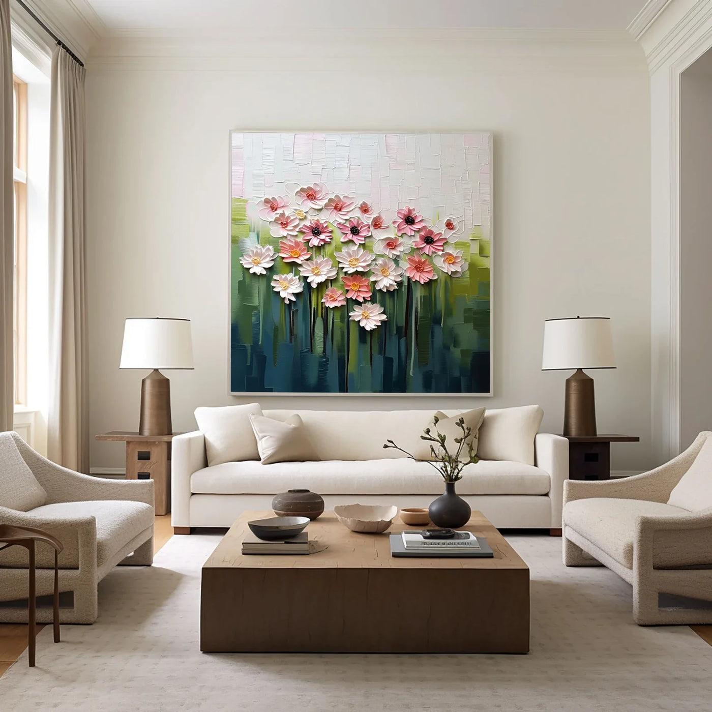 Textured Floral Vibrancy | Pink Green