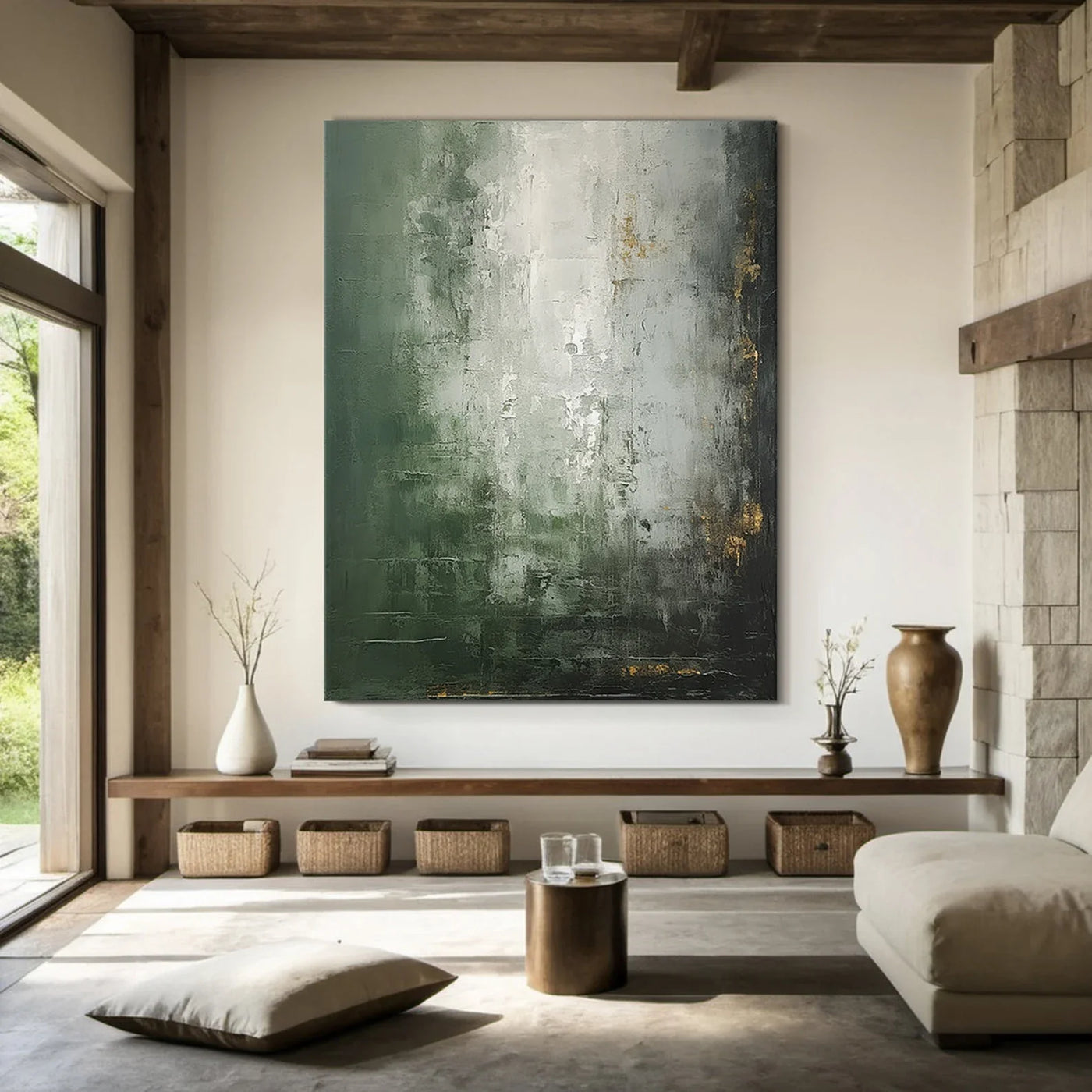 Earthy Green Abstract Art | Luxe Calm