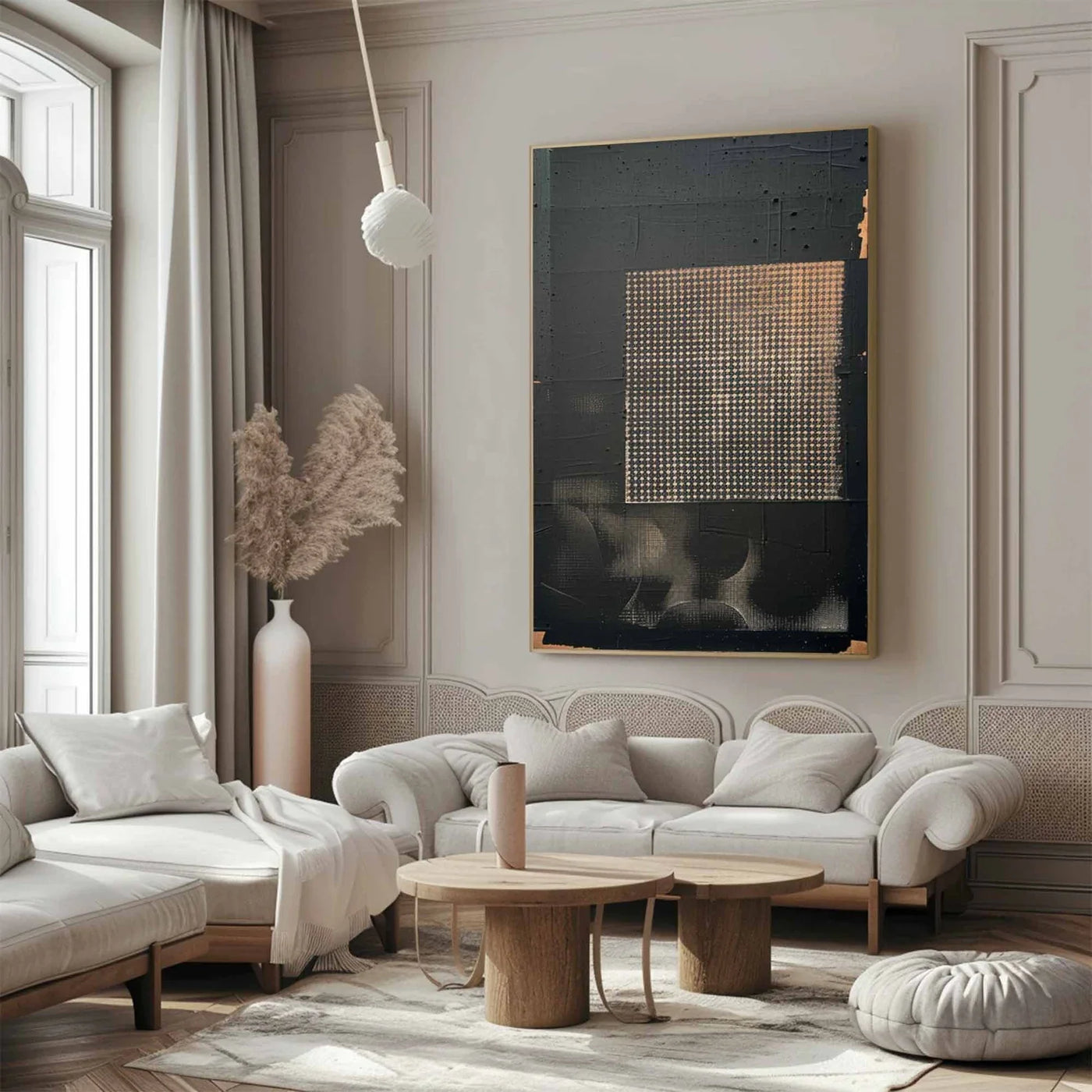 Textured Black Grid Art | Bold Sophistication