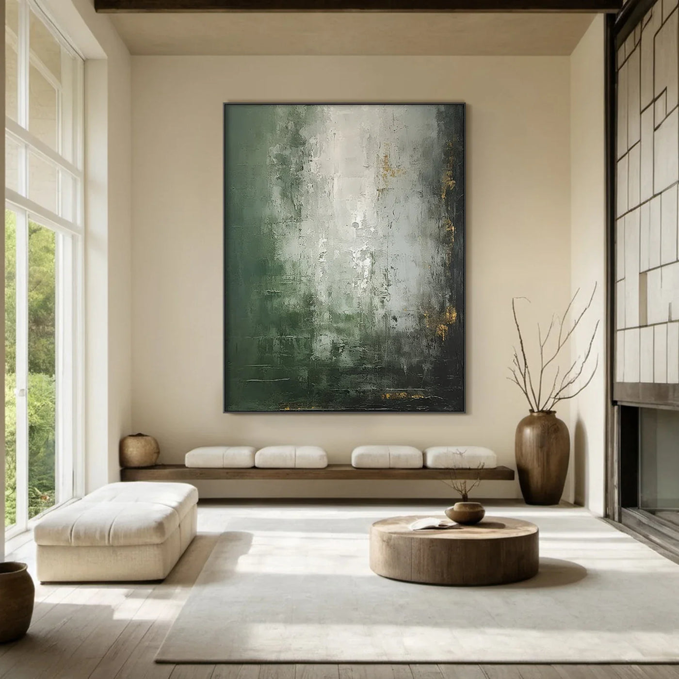 Earthy Green Abstract Art | Luxe Calm