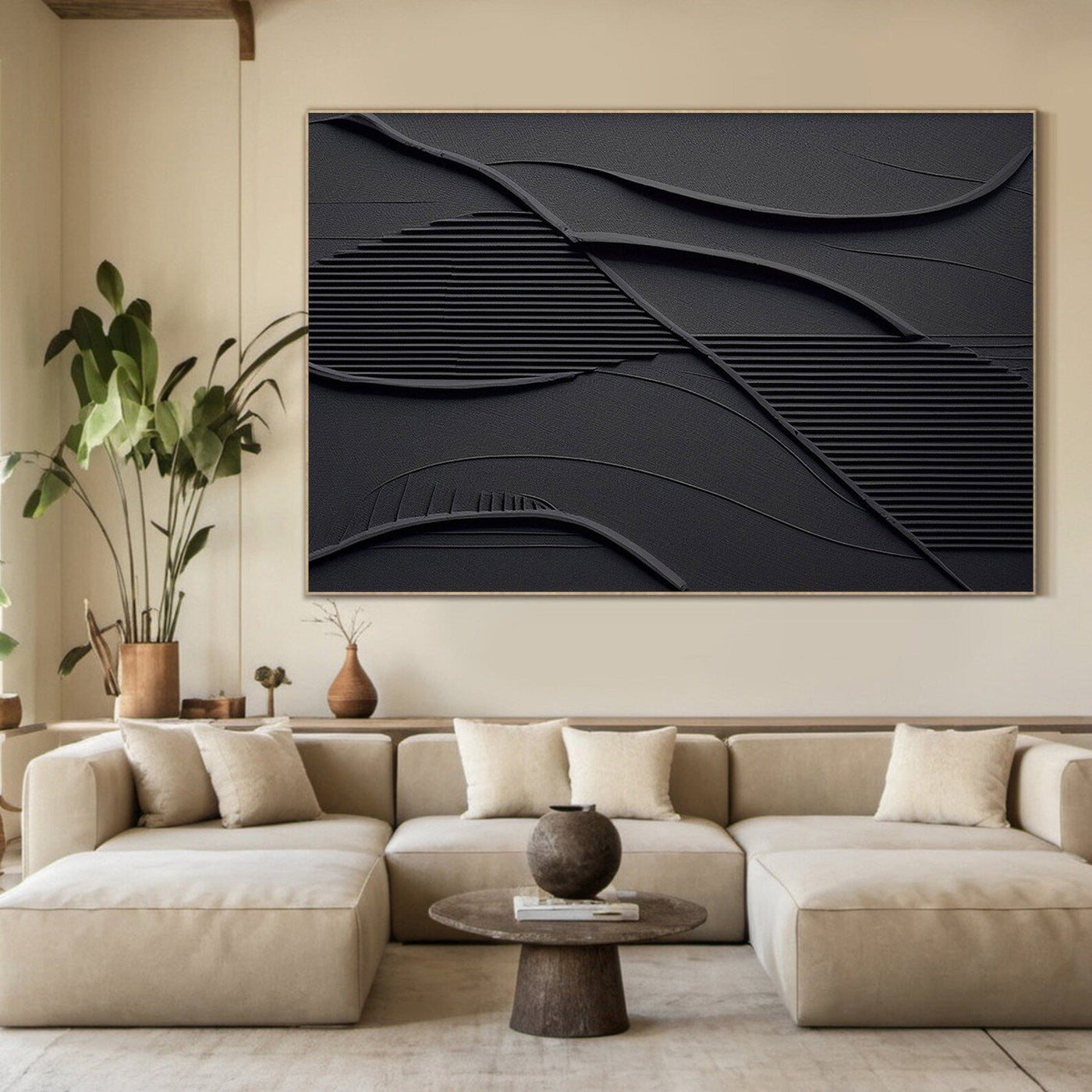 Textured Monochrome Opulence | Black Depth