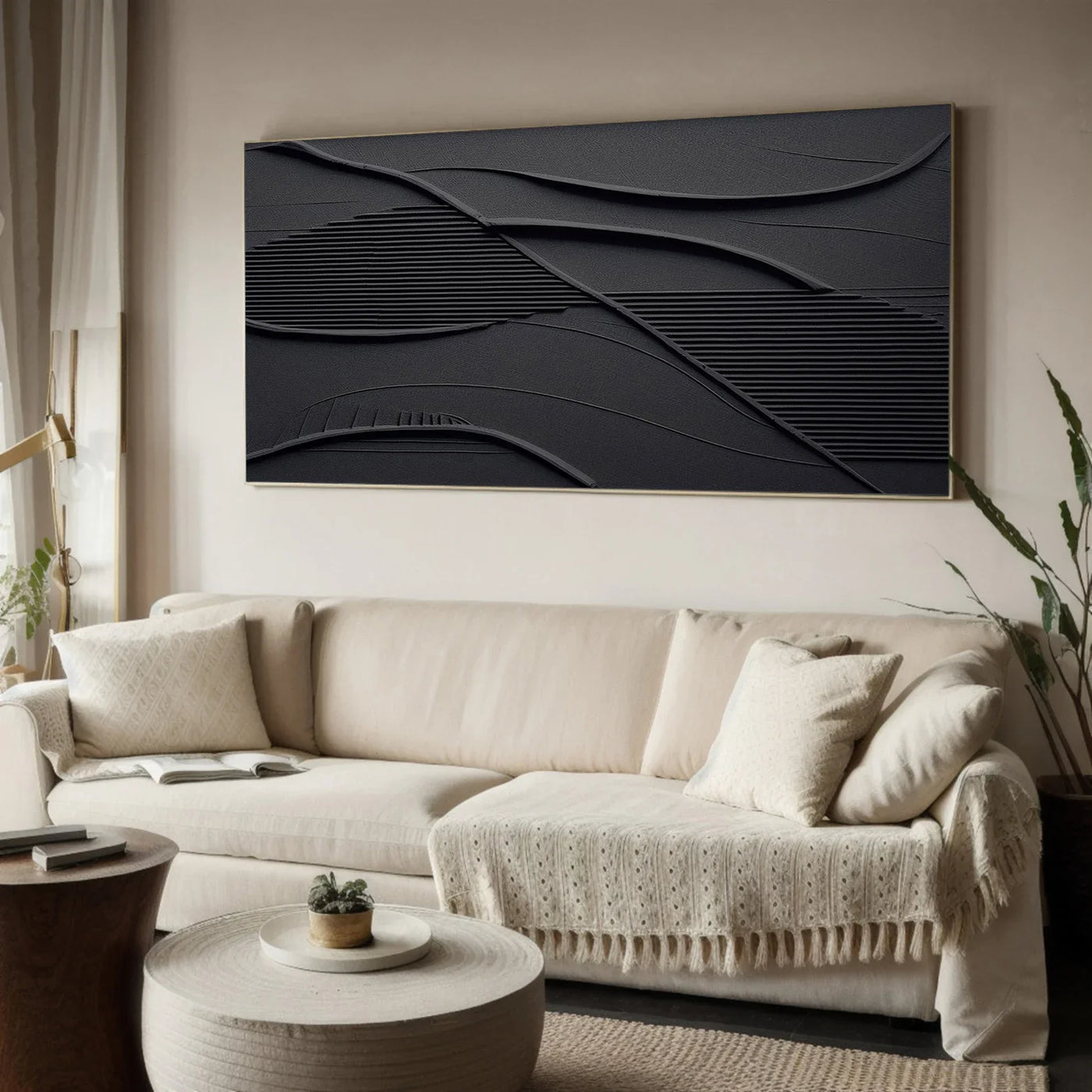 Textured Monochrome Opulence | Black Depth