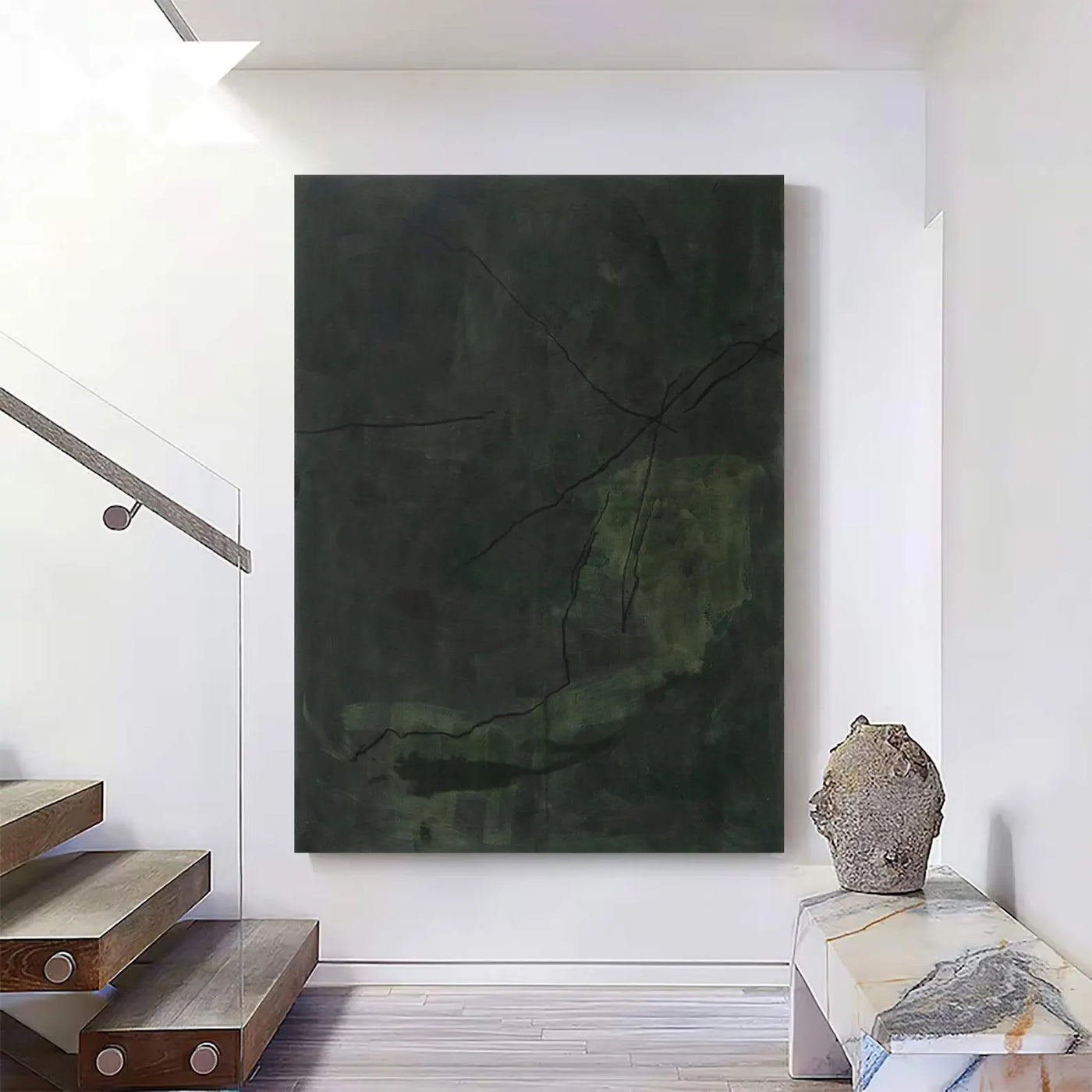 Abstract Green Line Art | Moody Elegance
