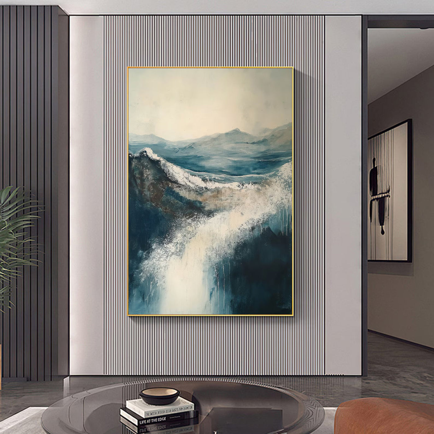 Textured Wave Opulence | Navy Crest