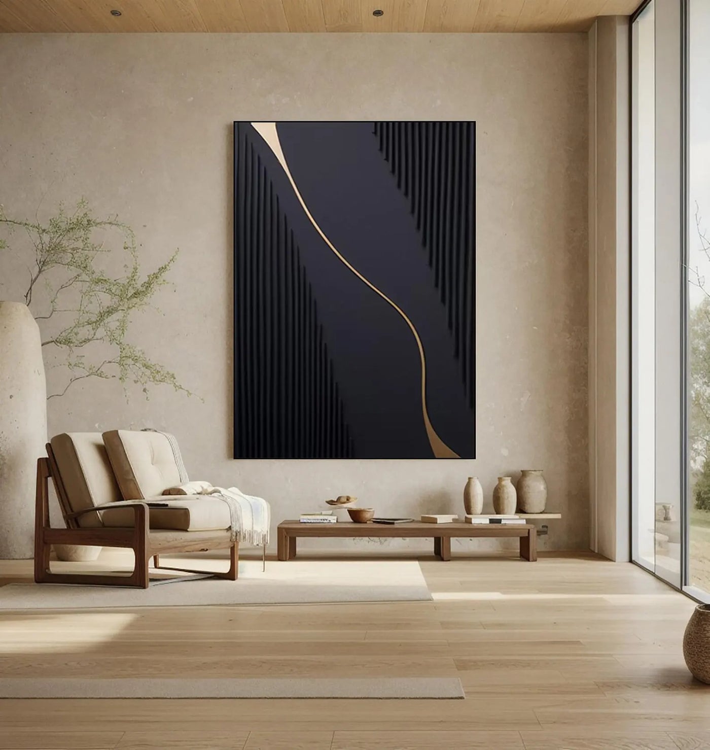 Textured Geometric Opulence | Black Gold