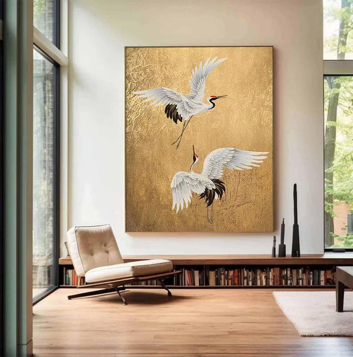 Textured Crane Majesty | Gilded Wings