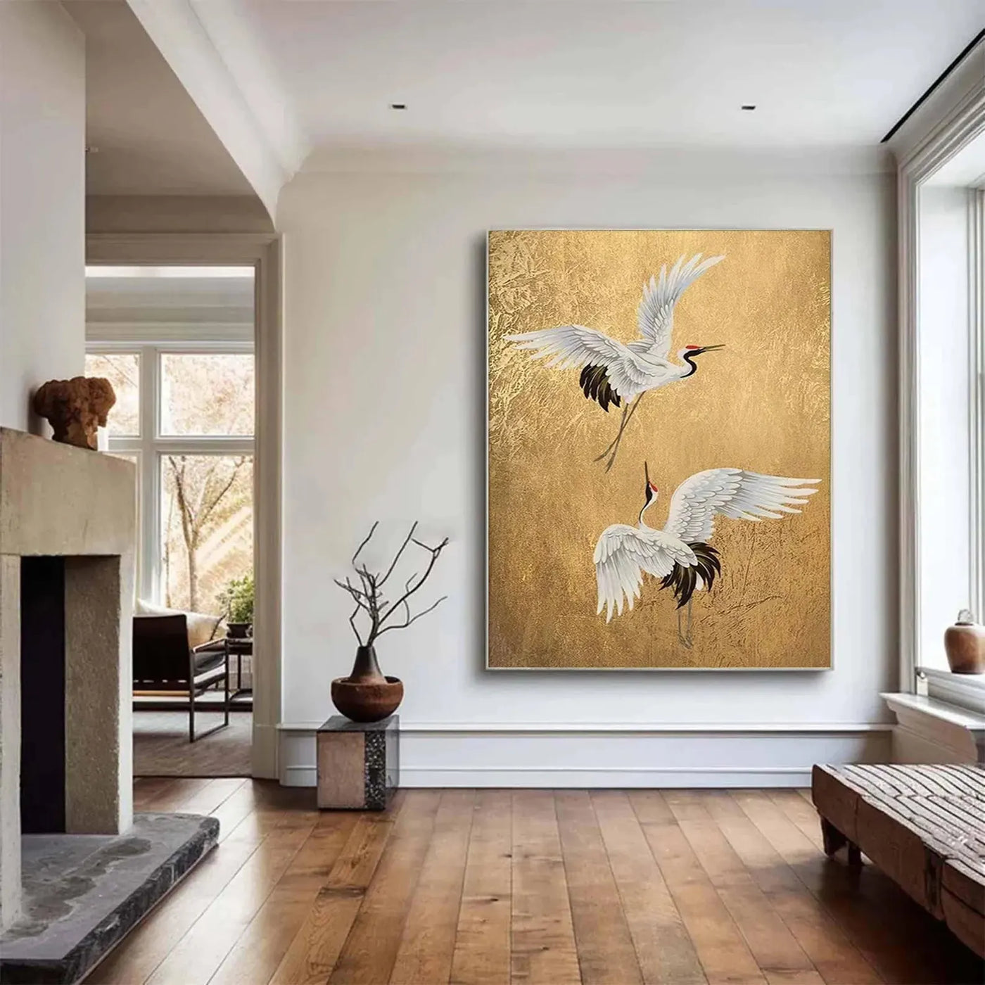 Textured Crane Majesty | Gilded Wings