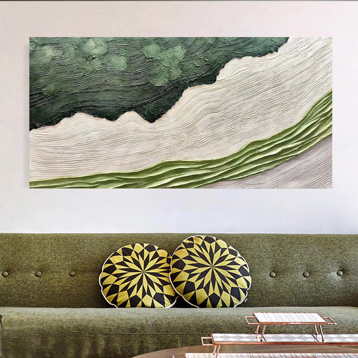 Textured Wave Botany | Green White