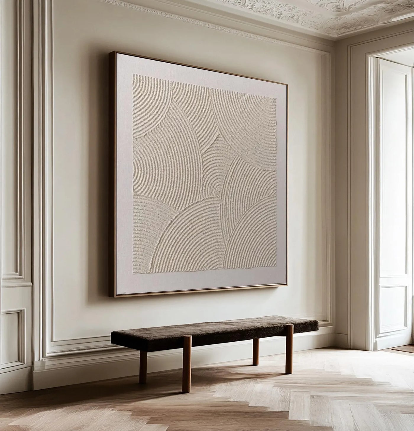 Textured Circular Elegance | Beige Swirl