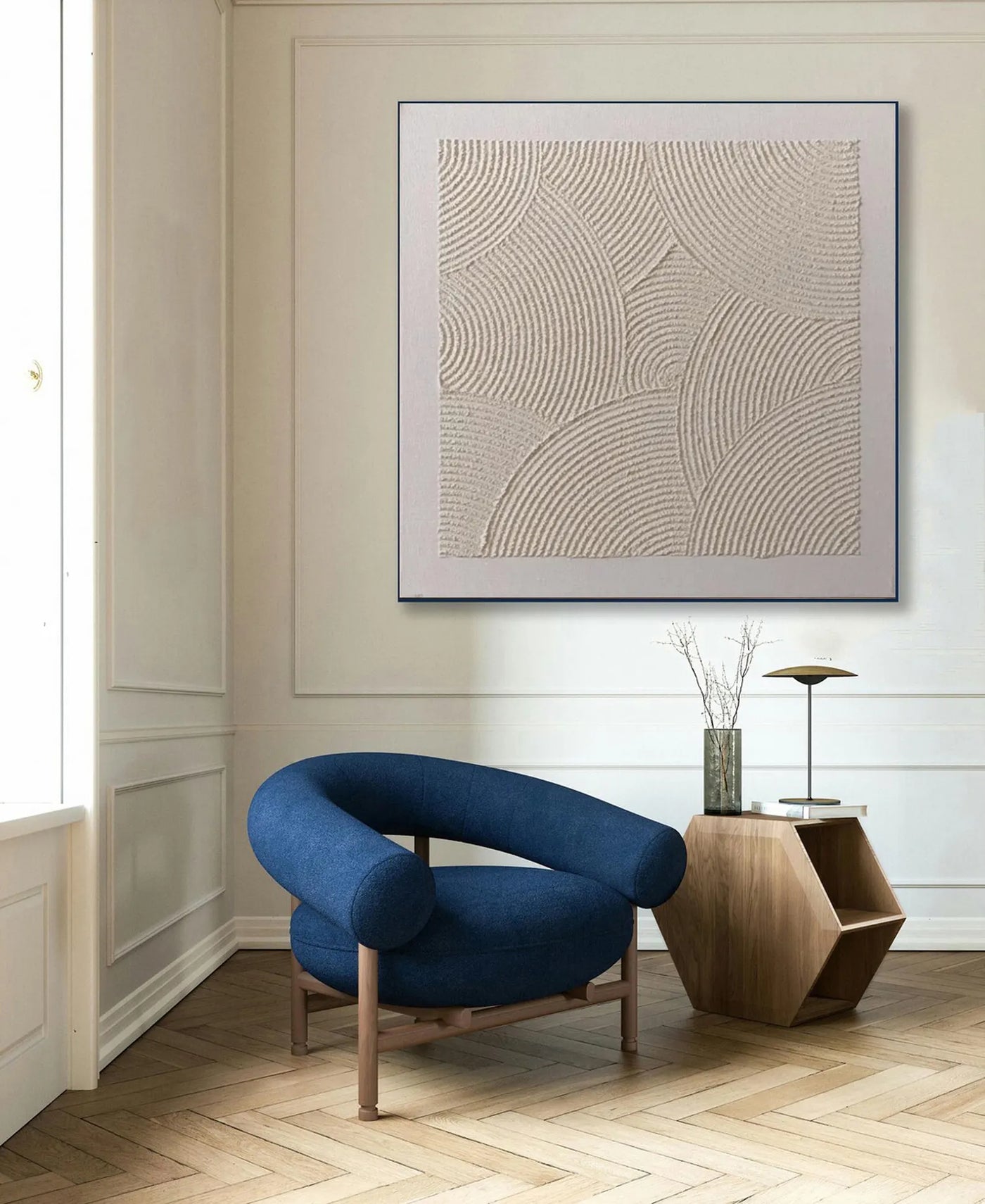 Textured Circular Elegance | Beige Swirl