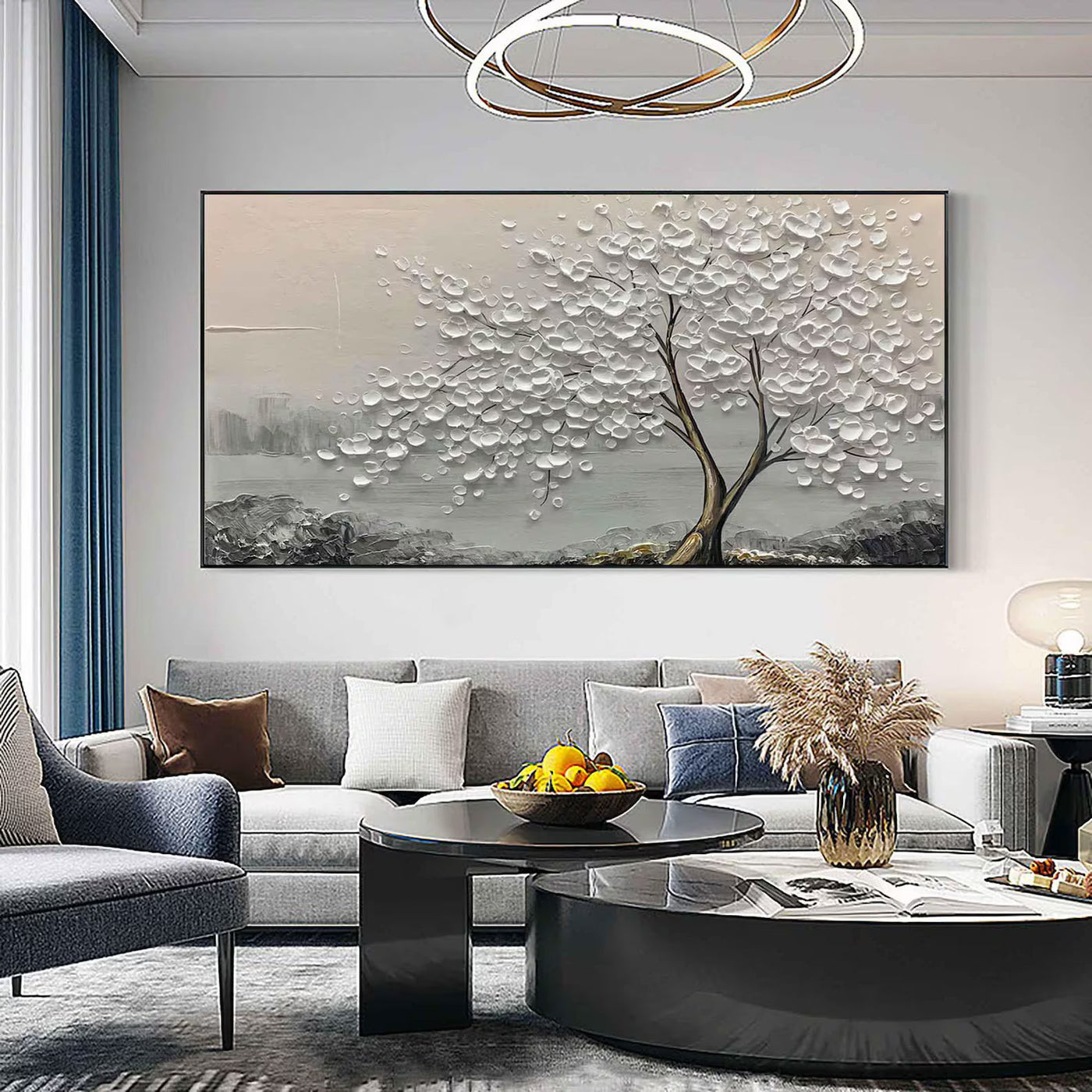 Textured Tree Elegance | Silver Blossom