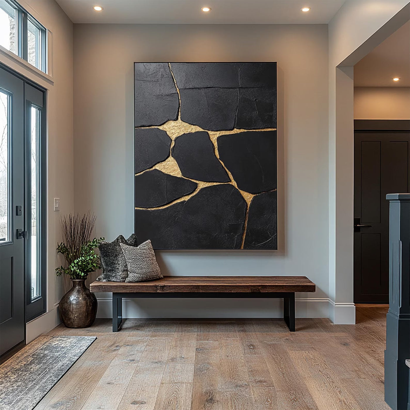 Textured Cracked Opulence | Black Gold