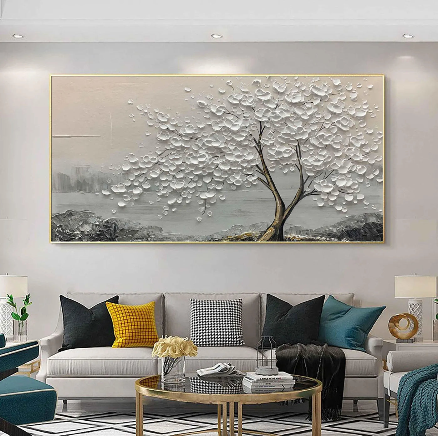 Textured Tree Elegance | Silver Blossom