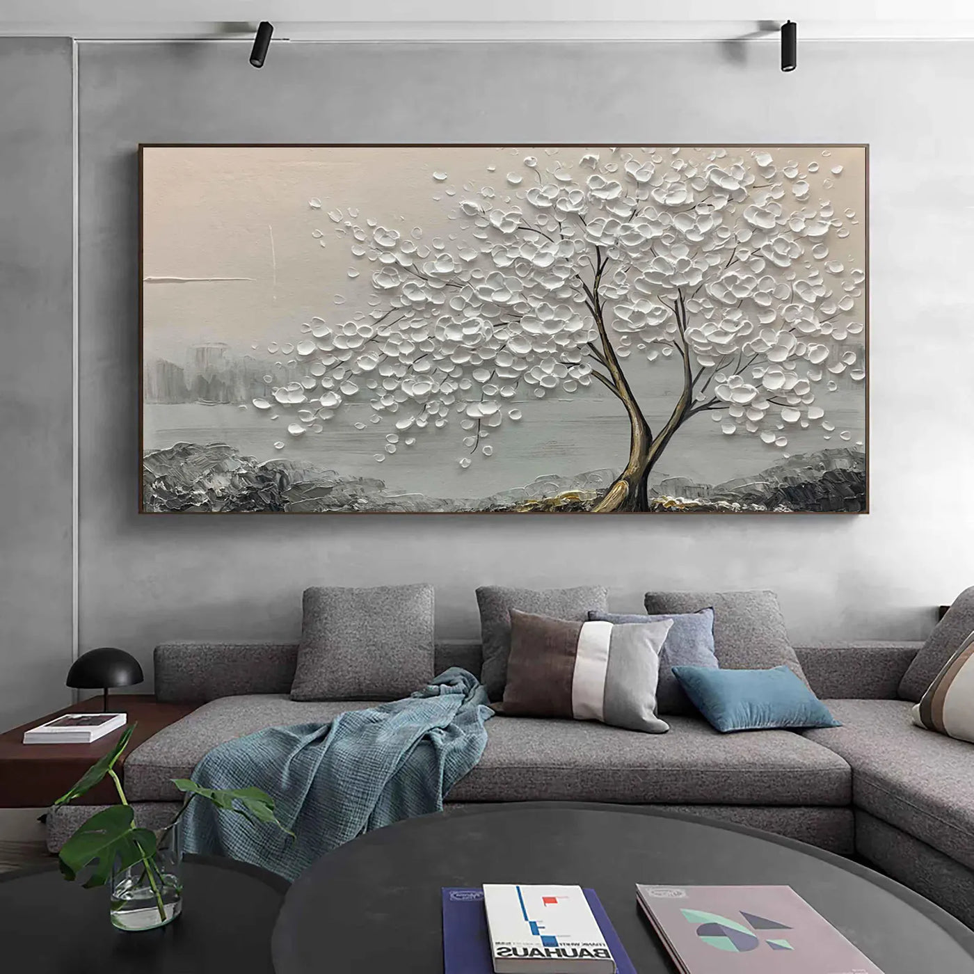 Textured Tree Elegance | Silver Blossom