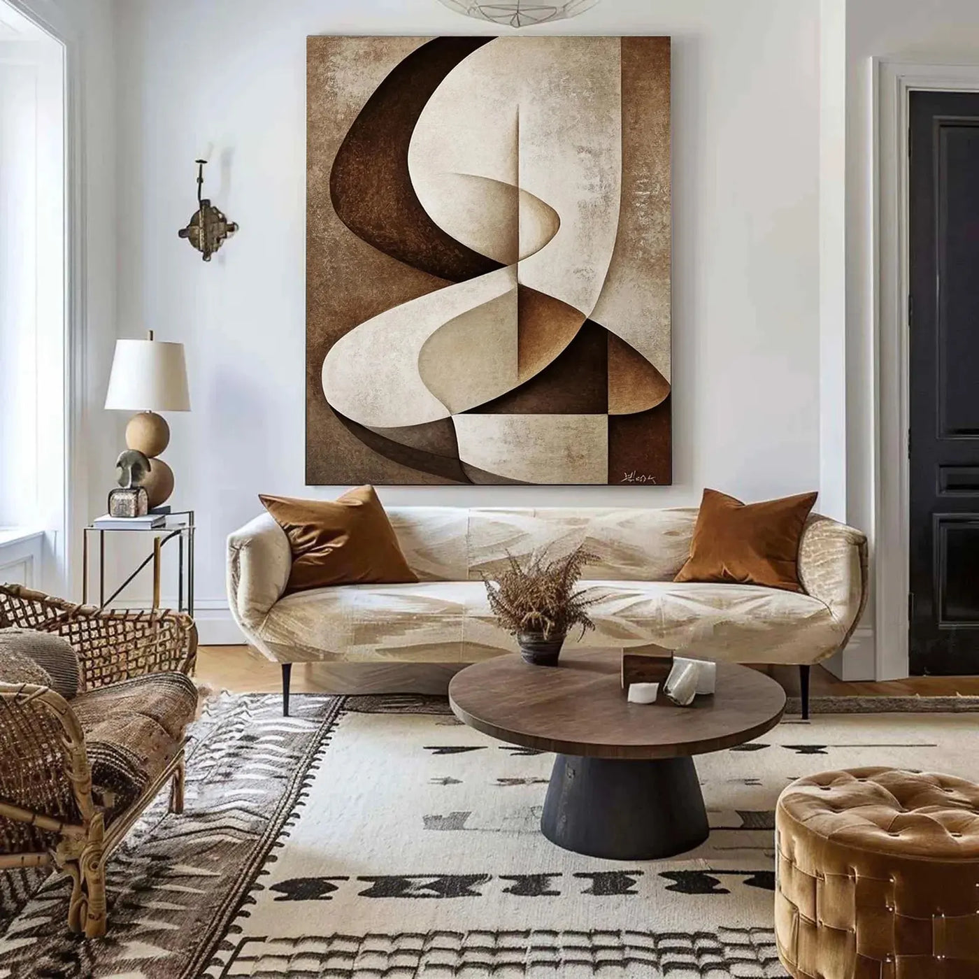 Textured Geometric Serenity | Umber Curves