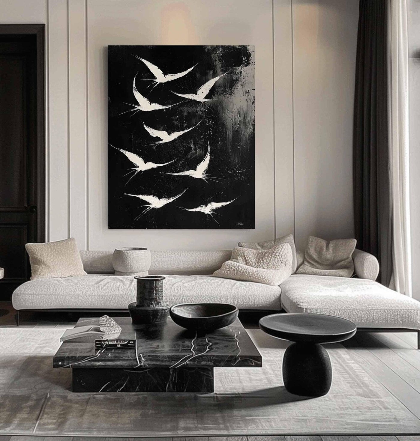 Textured Avian Drama | Black White