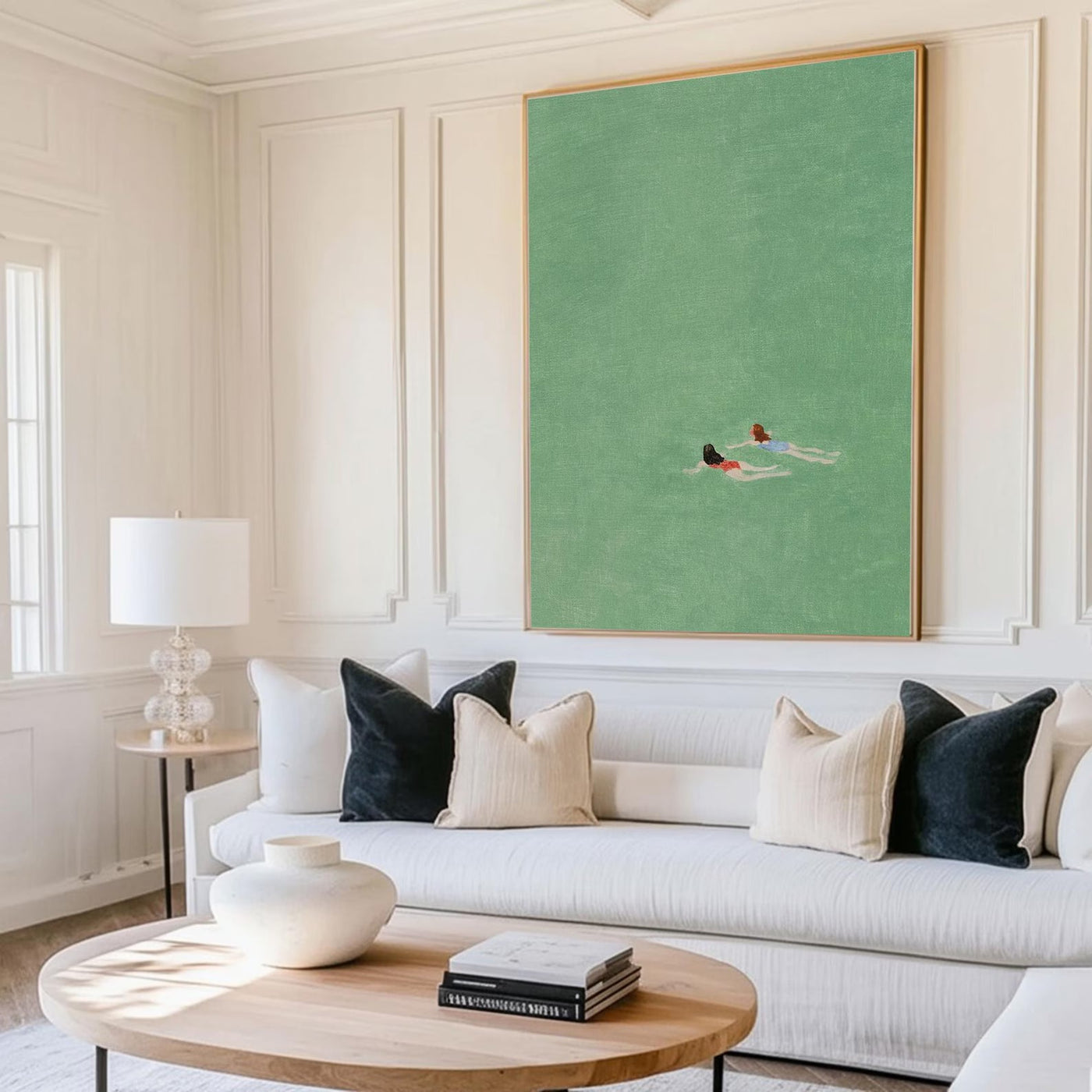 Figurative Swimming Scene Art | Serene Leisure Vibe