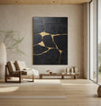Textured Cracked Opulence | Black Gold