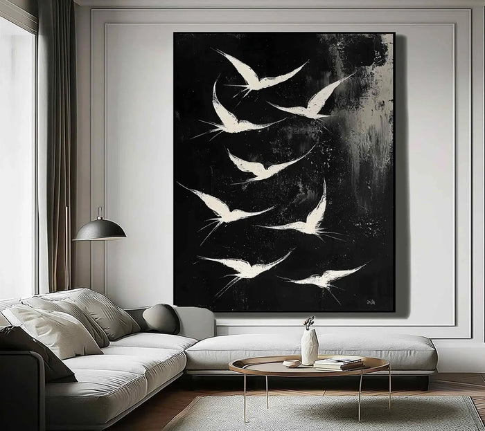 Textured Avian Drama | Black White
