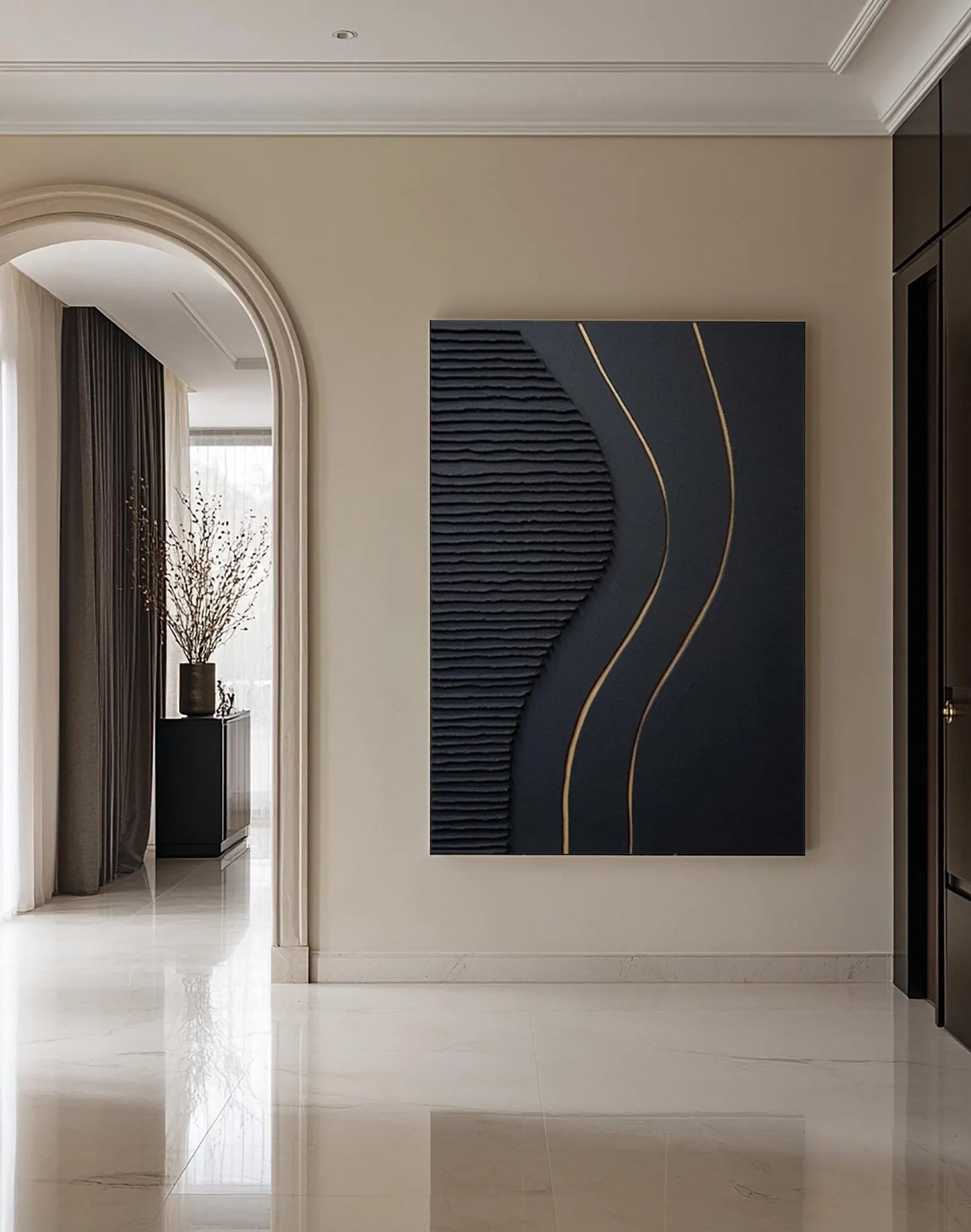 Textured Linear Luxury | Black Gold