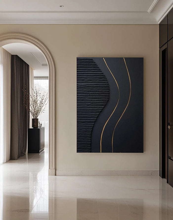 Textured Linear Luxury | Black Gold