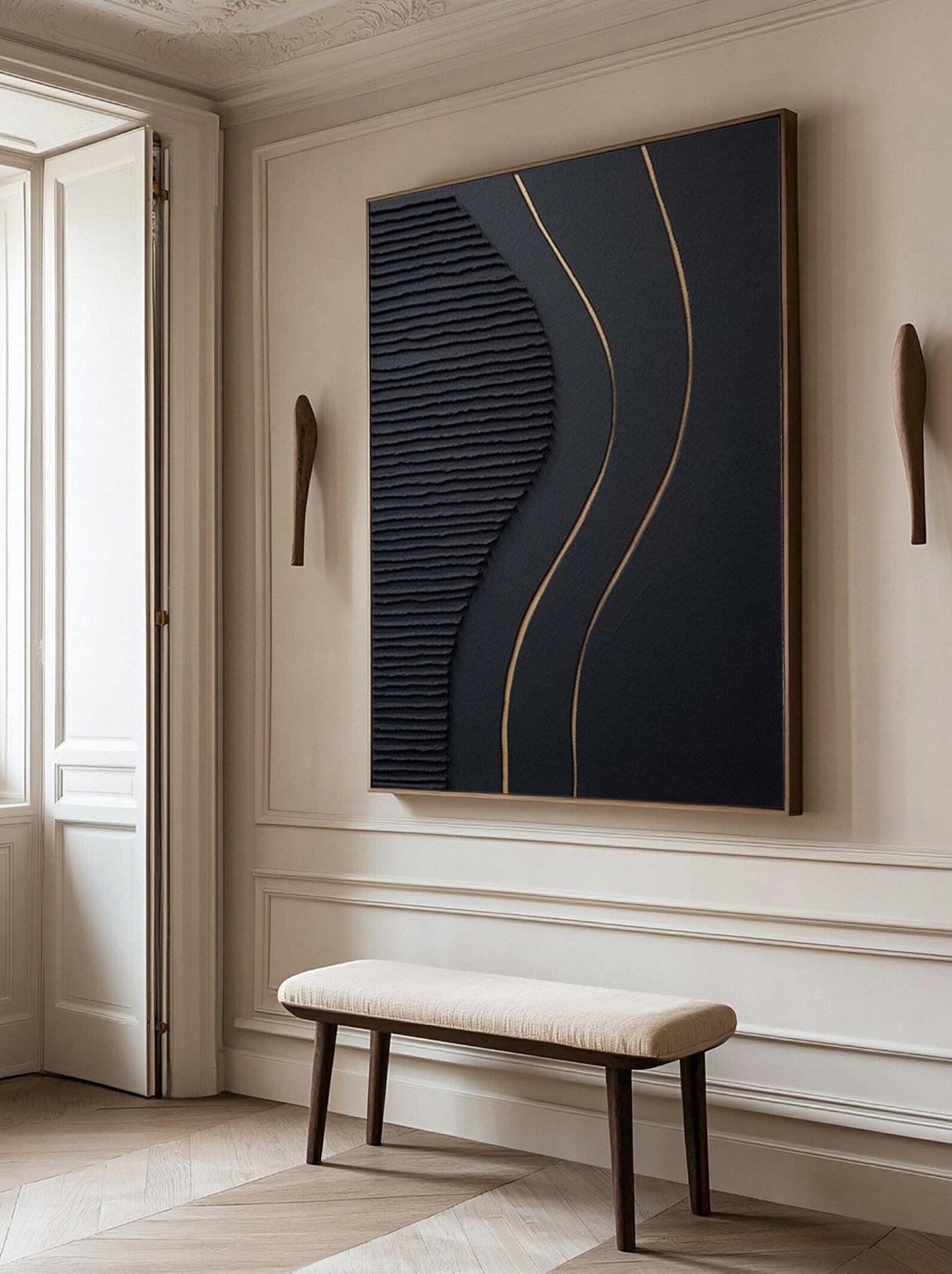 Textured Linear Luxury | Black Gold