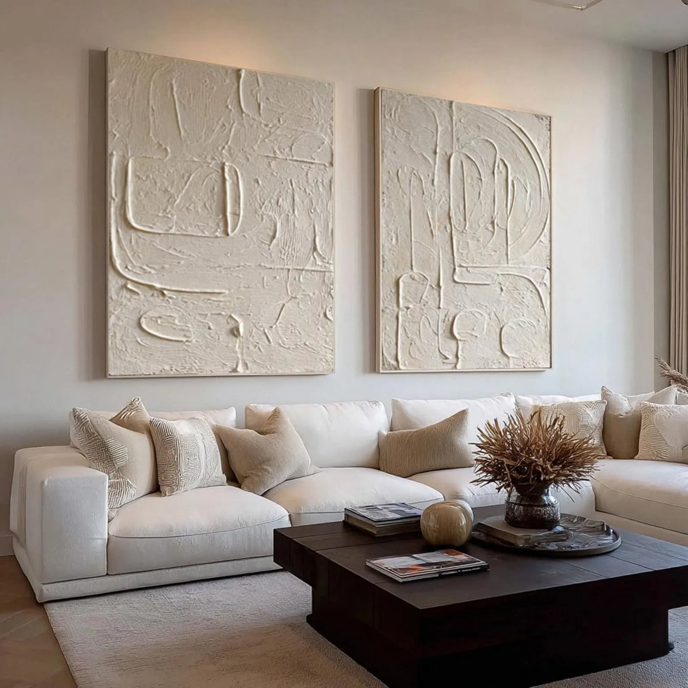 Abstract Relief Forms | Cream Duo