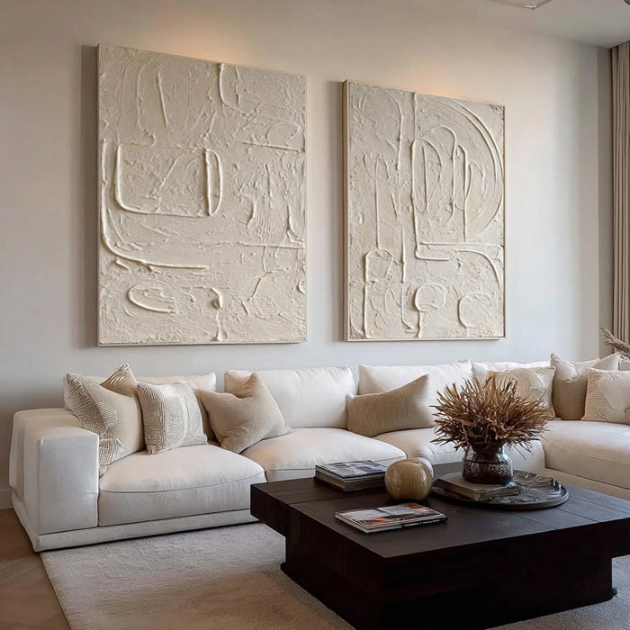 Abstract Relief Forms | Cream Duo